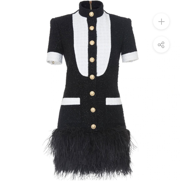 TWEED FEATHER DRESS - Picture 2 of 4